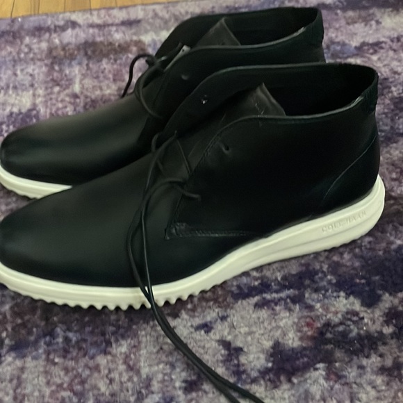 Cole Haan Grand + Chukka Black Smoot Leather boots NWT size 10.5 - Picture 2 of 5